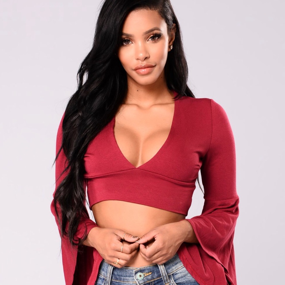 Fashion Nova - Cha Cha Top - M - Burgundy